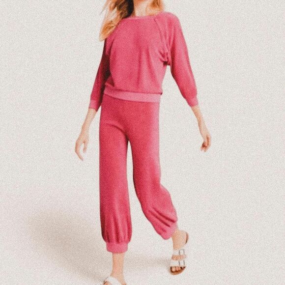 Suzie Kondi Hot Pink Terry Cloth Lounge Set Y2K Retro style– Sz XS - Picture 1 of 8